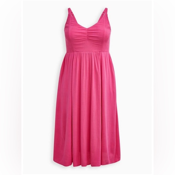 Torrid NWT Size 1 Midi Lenny Smocked Bodice Dress - Picture 5 of 7